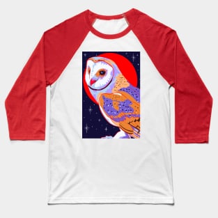 Barn Owl, Red Moon Baseball T-Shirt